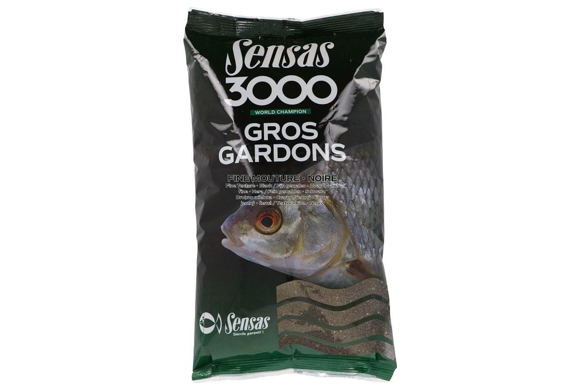 Sensas Krmení 3000 Gros Gardons Noire Fine Mouture (velká plotice černá jemná) 1kg