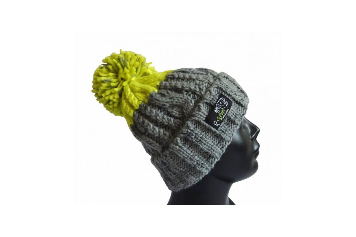 R-Spekt Kulich MAXI PomPom beanie šedý citron