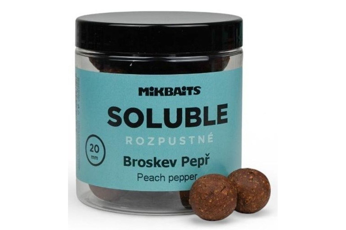 Mikbaits Rozpustné boilies Soluble Broskyňa Korenie 250ml