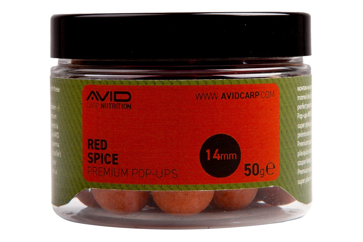 Avid Plovoucí boilie Premium Pop-Ups Red Spice Belachan 14mm 50g