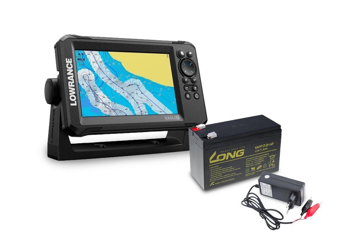 Lowrance Echolot Eagle 7 se sondou Splitshot HD + baterie + nabíječka ZDARMA