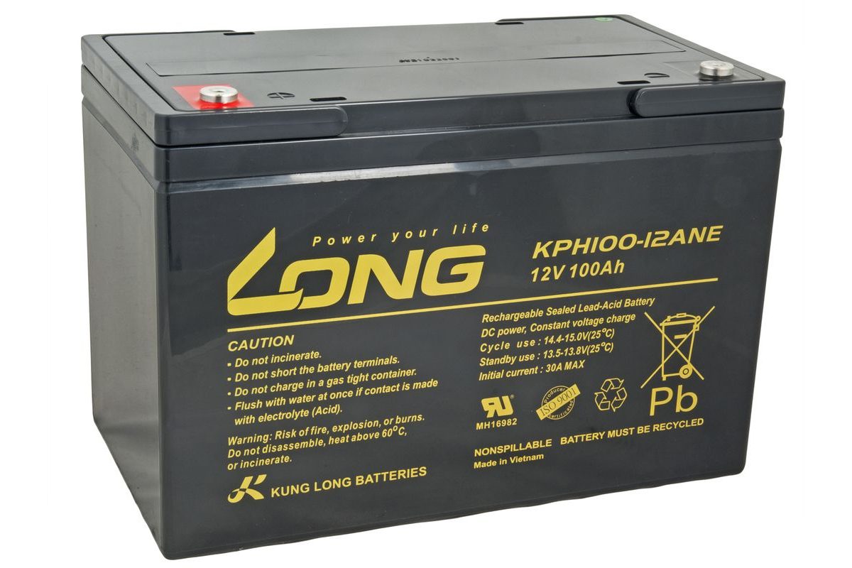 Long Olověný akumulátor DeepCycle 12V 100Ah M6 pro elektromotory