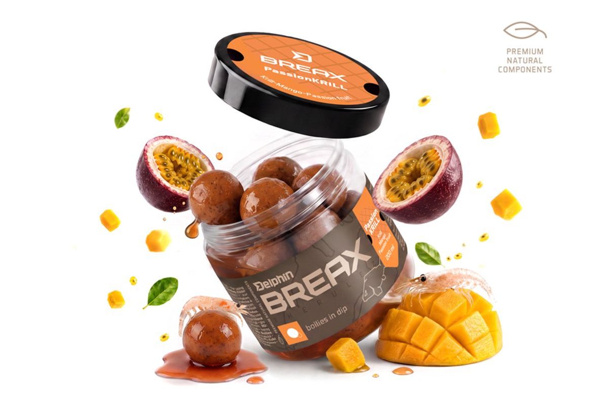 Delphin Boilies v dipu BreaX/PassionKRILL Krill-Mango 200ml