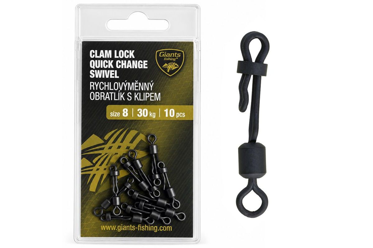Giants fishing Rychlovýměnný obratlík s klipem Clam Lock Quick Change Swivel vel.8/30kg