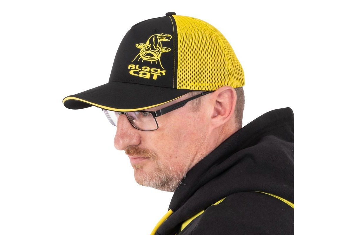 Black Cat Kšiltovka Black and Yellow Trucker Cap