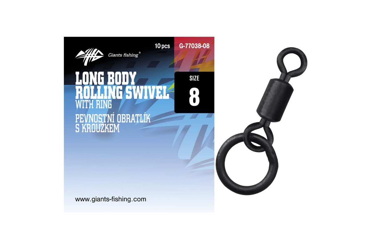 Giants Fishing Pevnostní obratlík s kroužkem Long Body Rolling Swivel with Ring 10ks