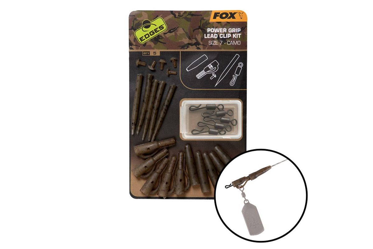 Fox Záves na olovo Edges Camo Power Grip Lead Clip Kit veľ.7 5ks