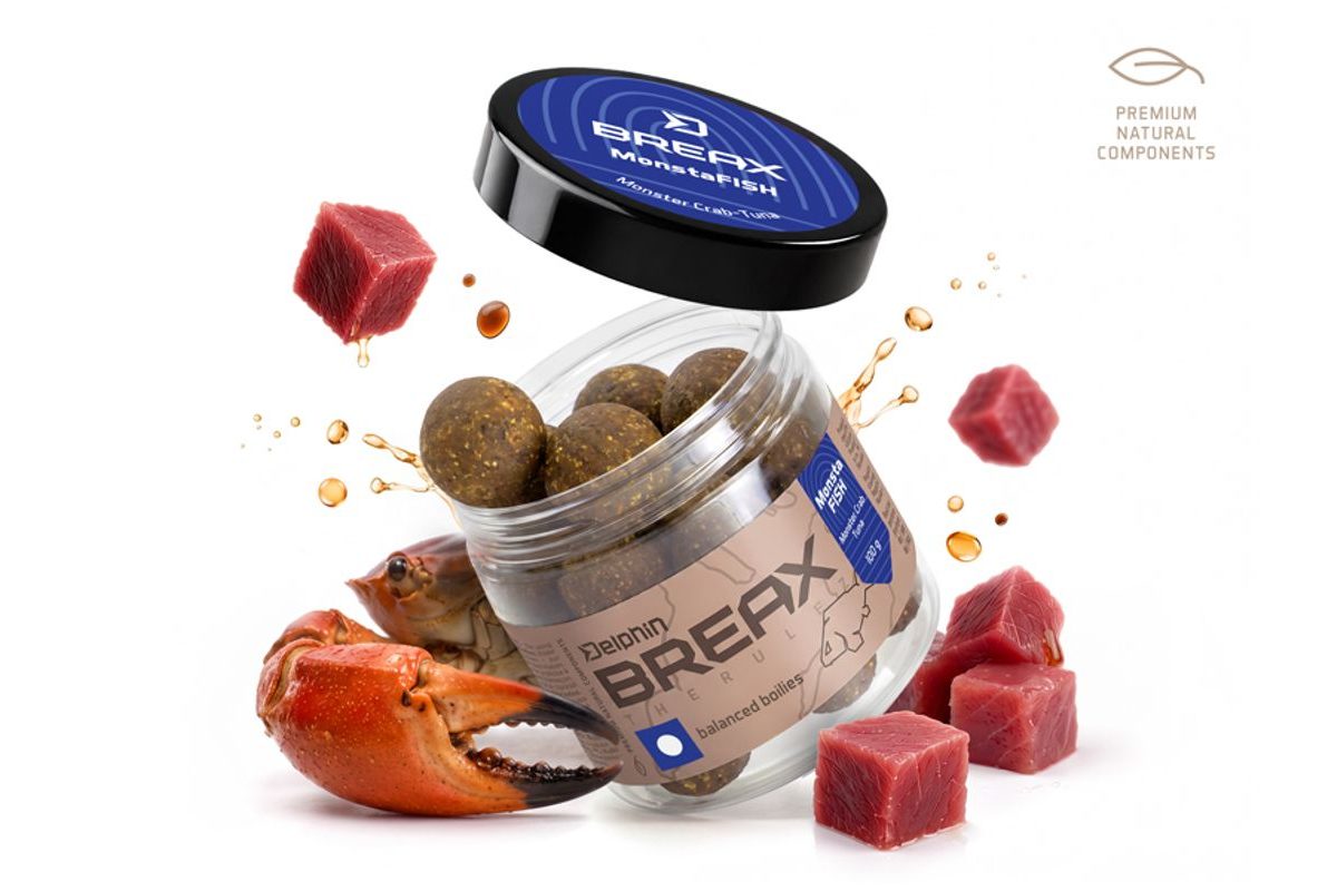 Delphin Vyvážené boilies BreaX/MonstaFISH Monster Krab-Tuňák 100g