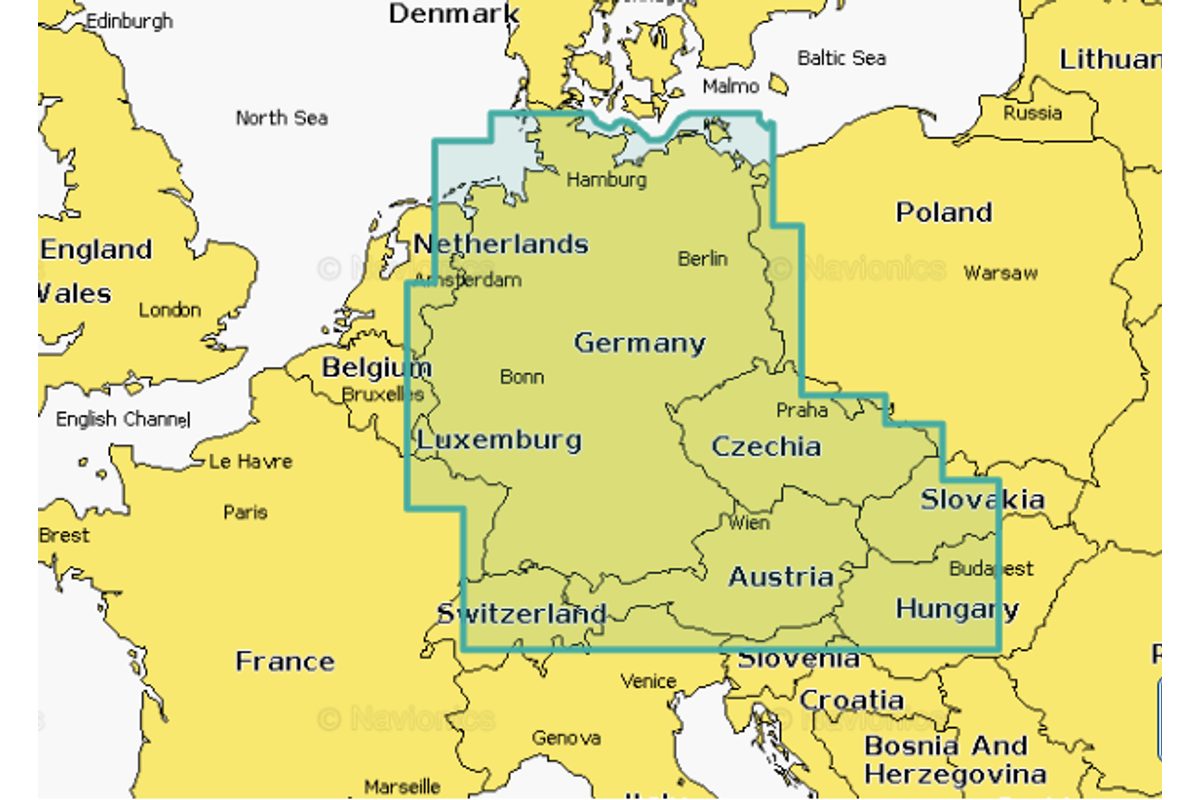 Navionics+ Mapy Nemecko, Česko, Rakúsko, Balaton