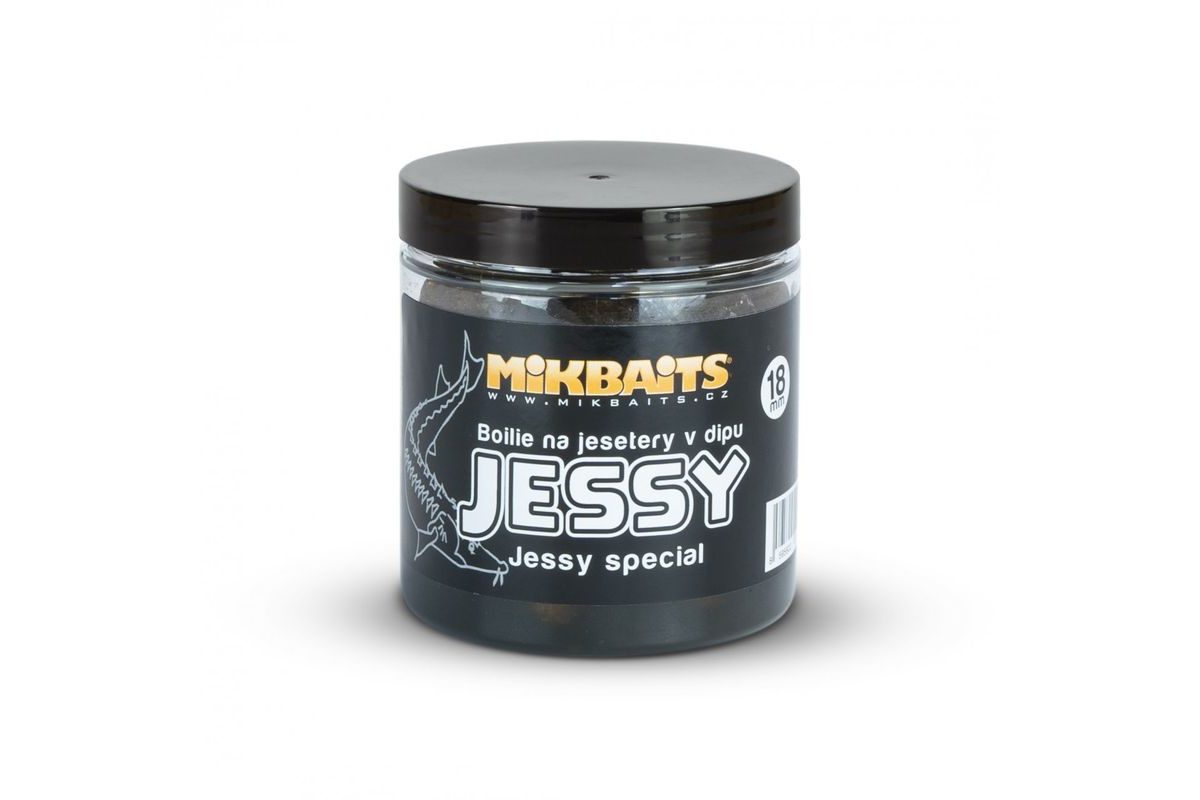 Mikbaits Boilie na jesetery v dipu Jessy special 250ml