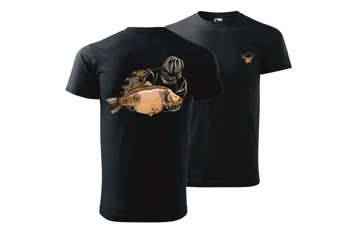 Giants fishing Tričko pánské černé Lysec s rybářem
