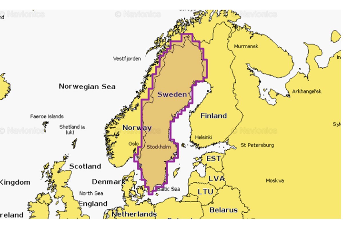 Navionics+ Mapy Švédsko jezera a řeky
