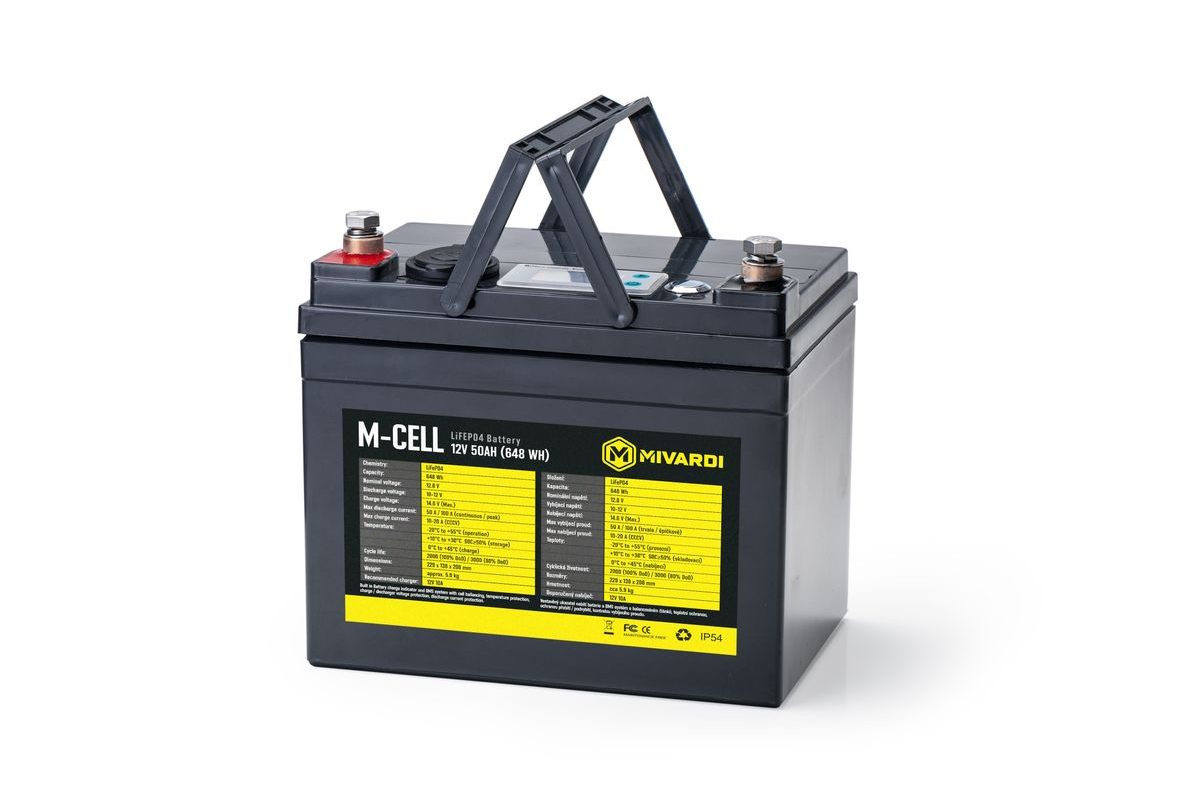 Mivardi Baterie M-CELL LiFePO4 12V 50Ah + 10A nabíječka