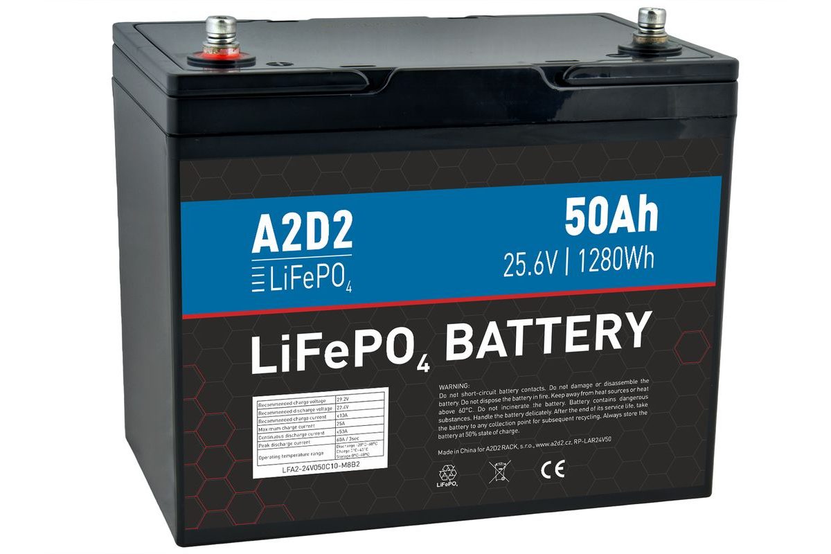 A2D2 Baterie LiFePO4 25,6V 50Ah M8