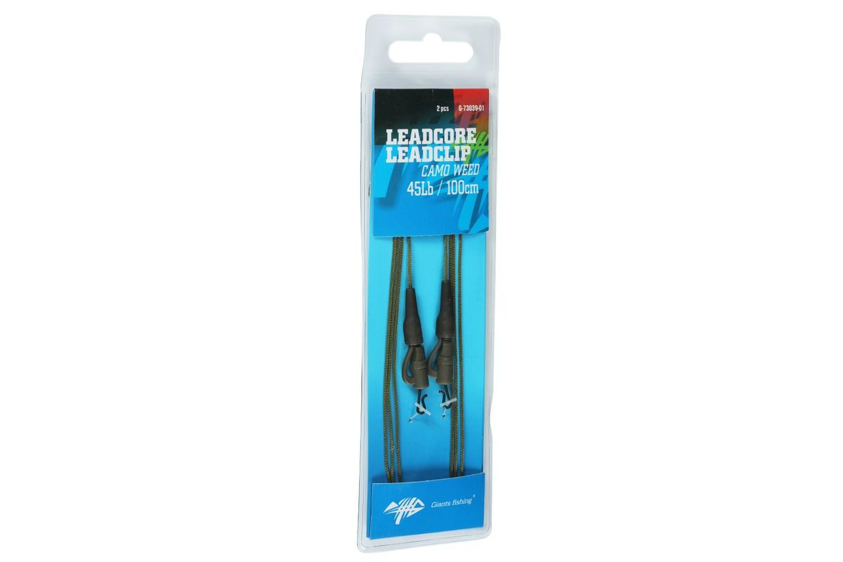 Giants fishing Montáž s olověnou šňůrkou Leadcore 45Lb Leadclip (2ks) 100cm