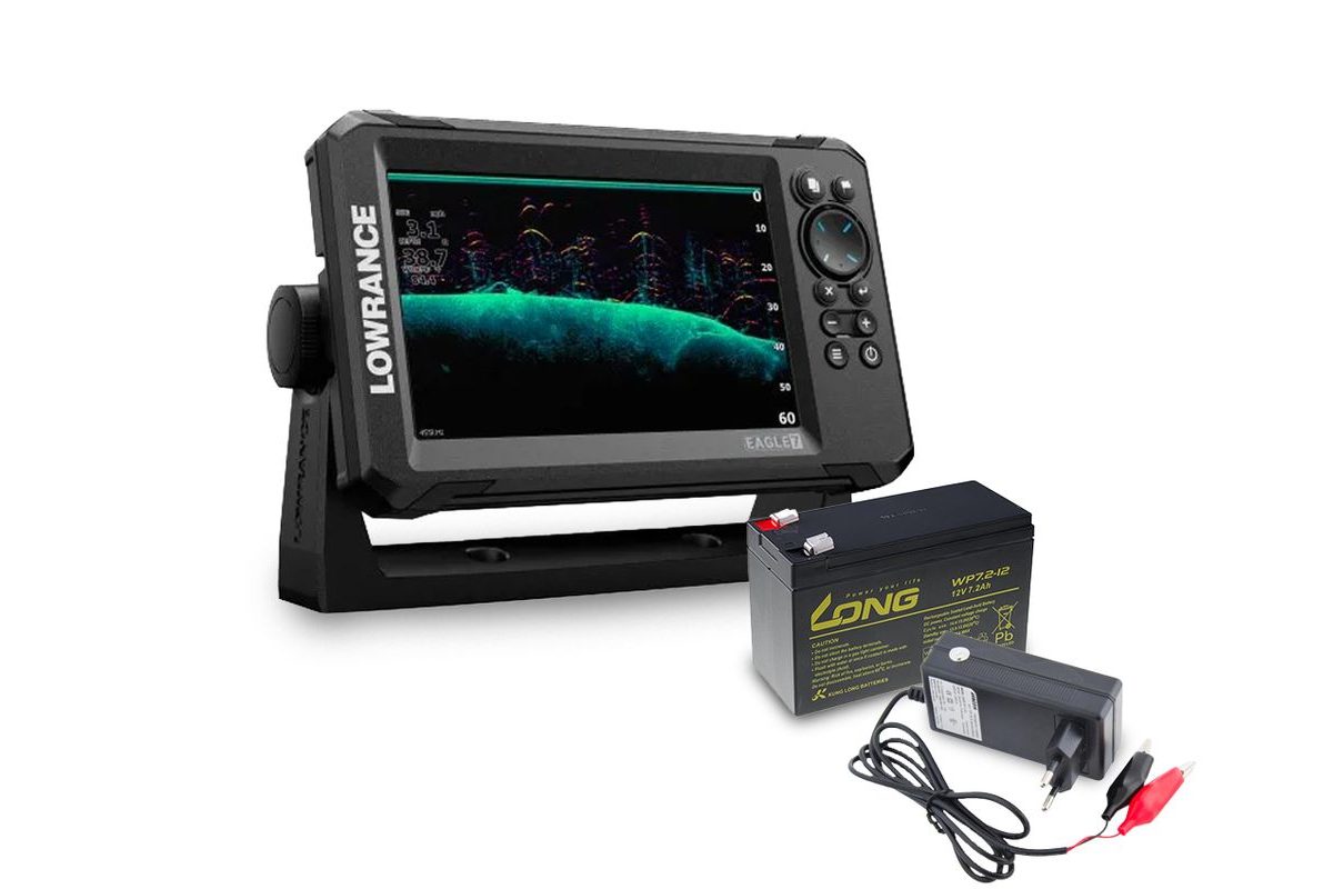 Lowrance Echolot Eagle 7 se sondou 50/200 HDI + baterie + nabíječka ZDARMA