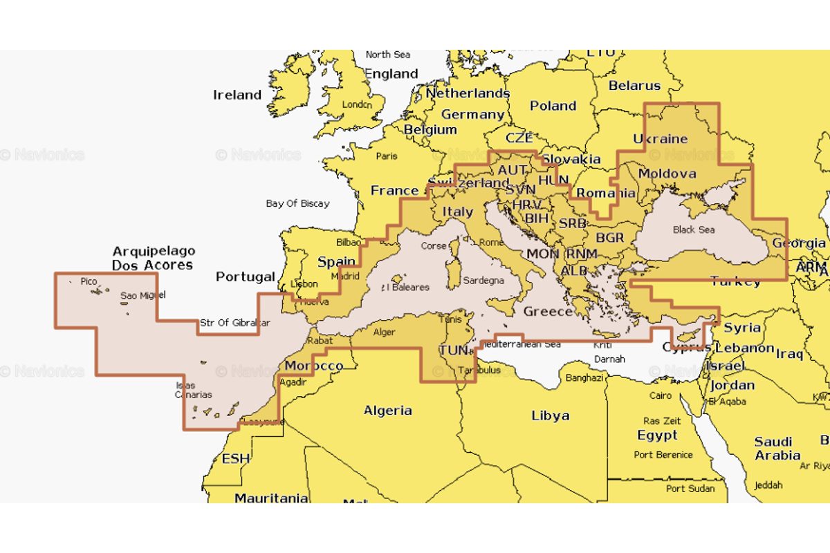Navionics+ Mapy Středozemní moře + Černé moře