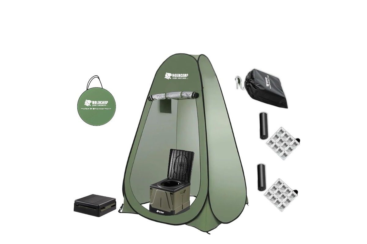 Holdcarp Set Skládací přenosná toaleta Portable Toi BIG + Toilet & Shower Tent + Toi Gabrage Kit BIG
