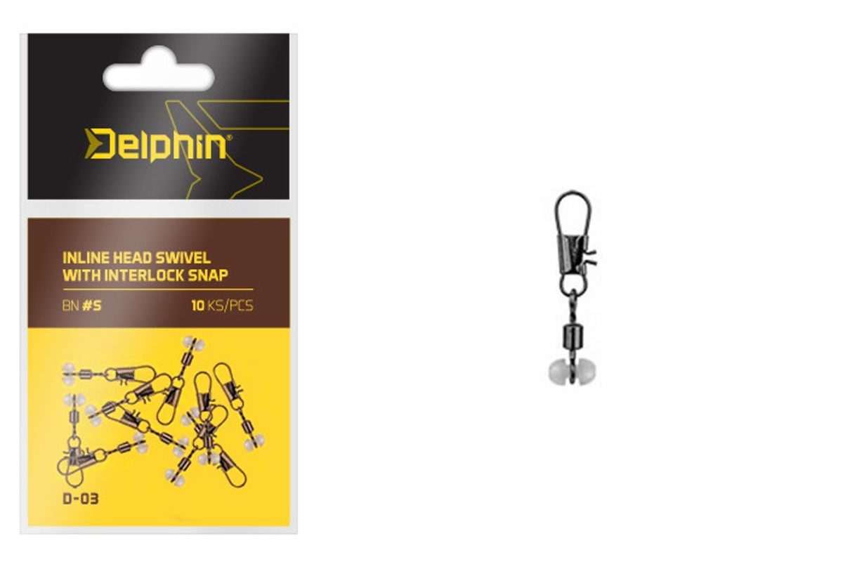 Delphin Karabinka s obratlíkem Inline Head Swivel with Interlock 10ks