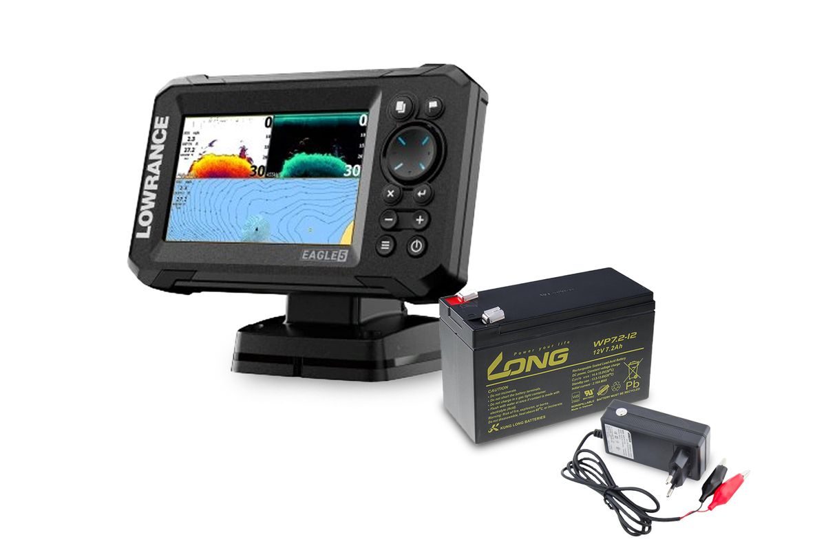 Lowrance Echolot Eagle 5 se sondou SplitShot + baterie + nabíječka ZDARMA