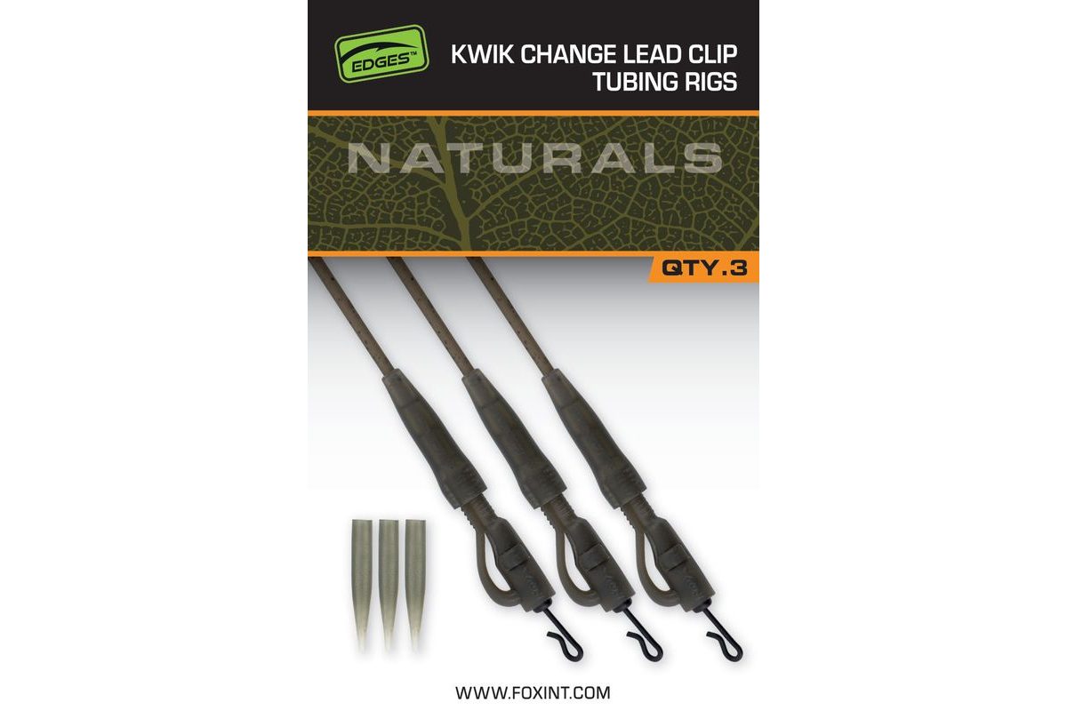 Fox Montáž Edges Naturals Kwik Change Lead Clip Tubing Rigs 3ks