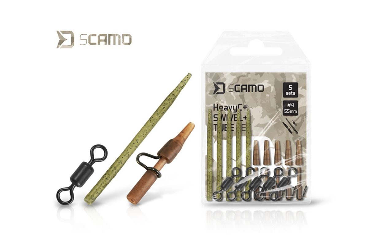 Delphin Set Převlek, obratlík a závěska sCAMO HeavyC + Swivel + Tube 5 setů