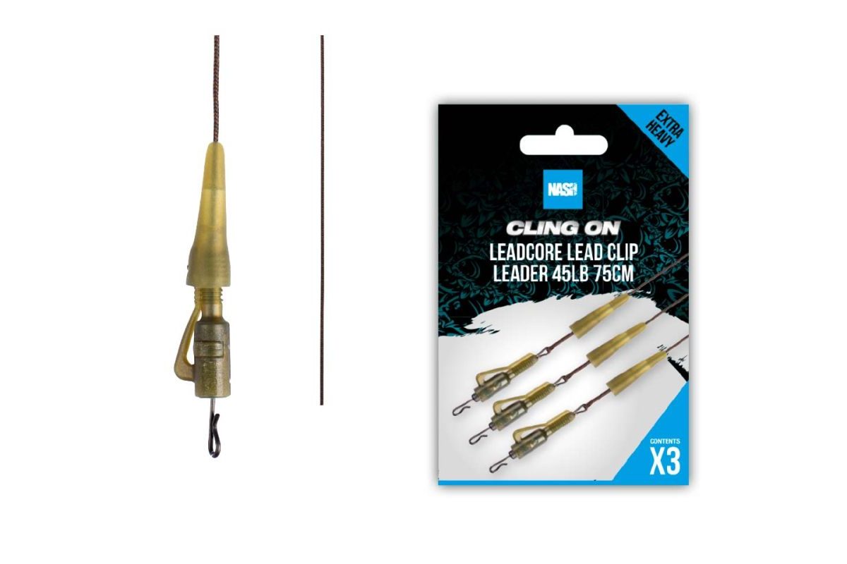 Nash Montáž Ready Tied Leadcore Lead Clip Leader 45lb 75cm 3ks