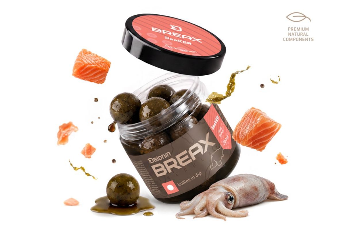 Delphin Boilies v dipu BreaX/SeaKER Oliheň-Losos 200ml
