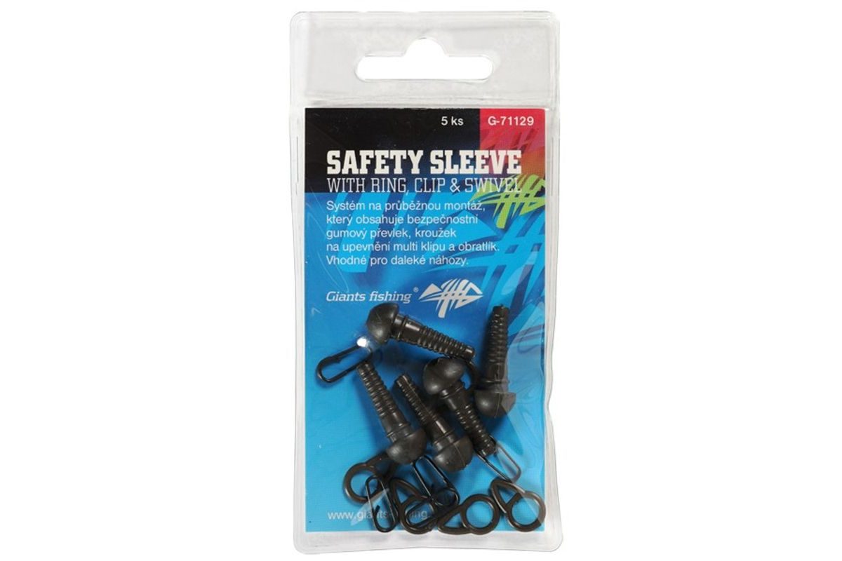 Giants Fishing Montáž Safety Sleeve with Ring, Clip a Swivel 5ks