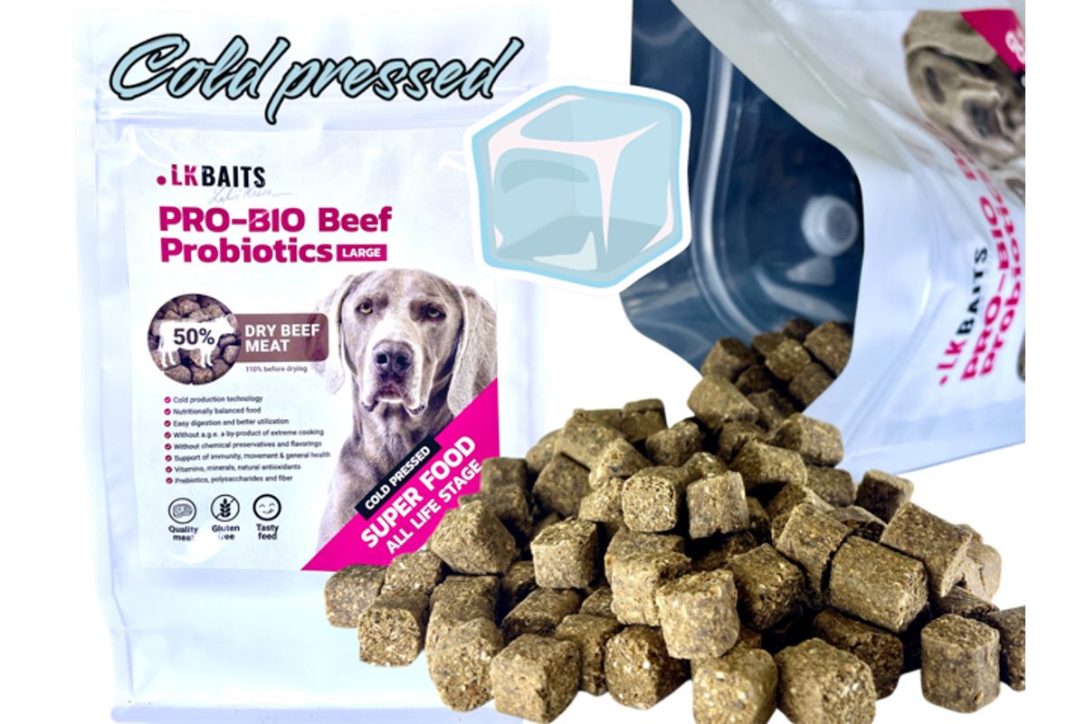 LK Baits Pet Hovězí granule PRO-BIO lisované za studena s Probiotiky 1kg