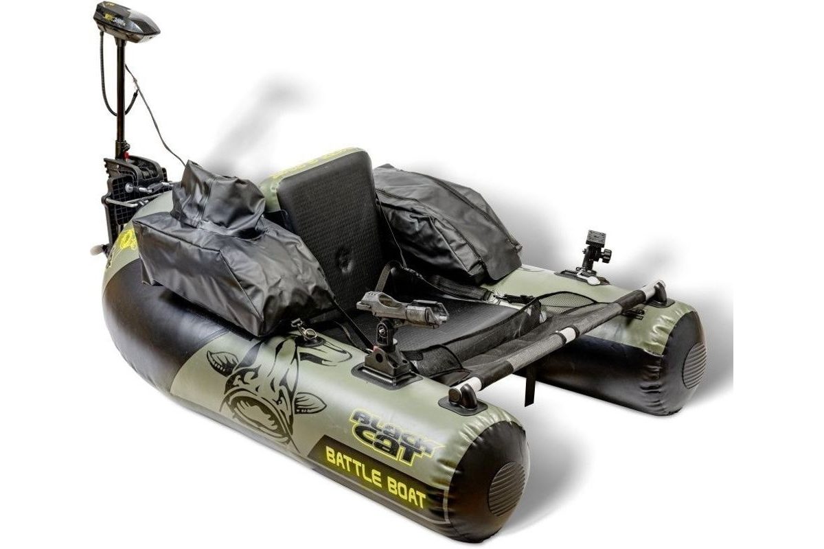 Black Cat Belly boat + Elektromotor Battle Boat Set 170 cm 113 cm