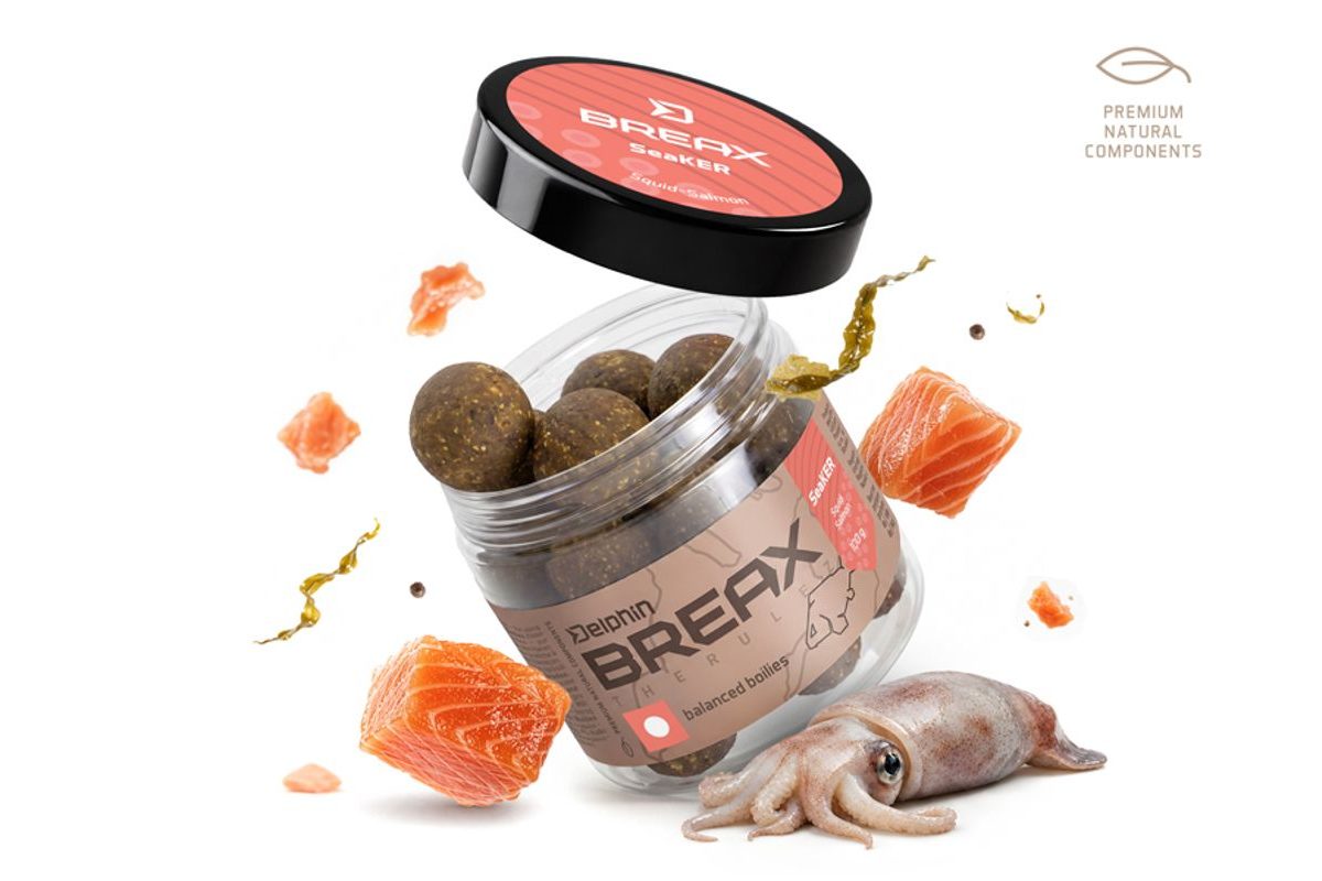 Delphin Vyvážené boilies BreaX/SeaKER Oliheň-Losos 100g