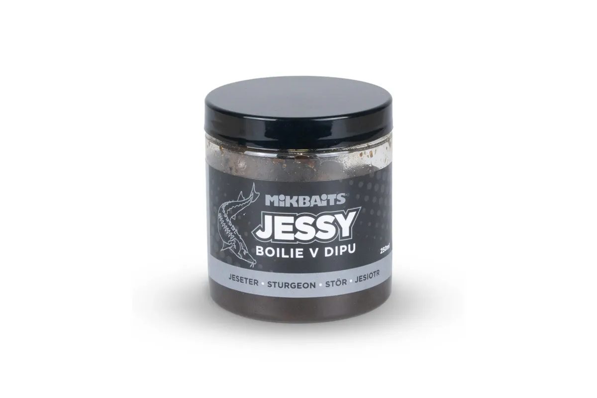 Mikbaits Boilie v dipu Jessy jeseter 20mm 250ml