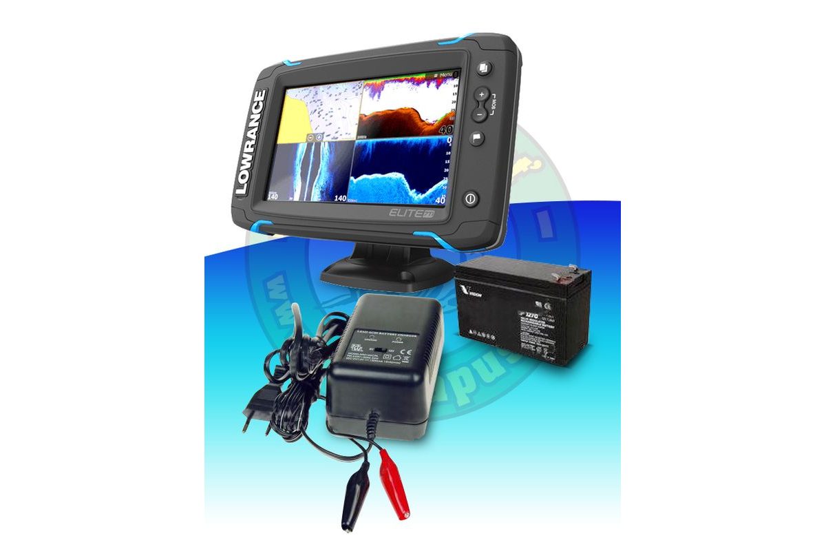 Lowrance Echolot Elite-7 Ti + TotalScan sonda + baterie + nabíječka ZDARMA