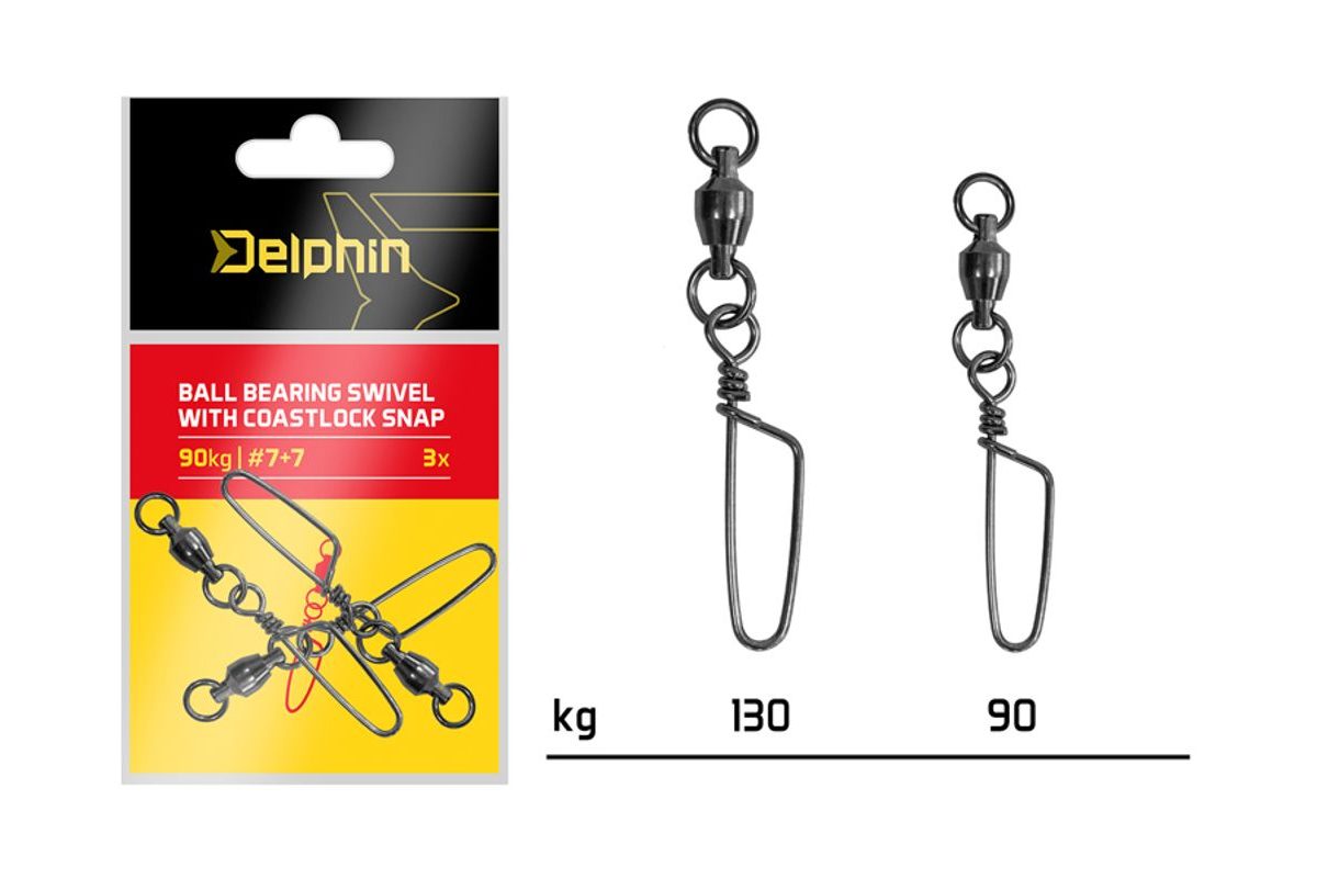 Delphin Karabinka s obratlíkem Ball bearing swivel with coastlock snap 3ks