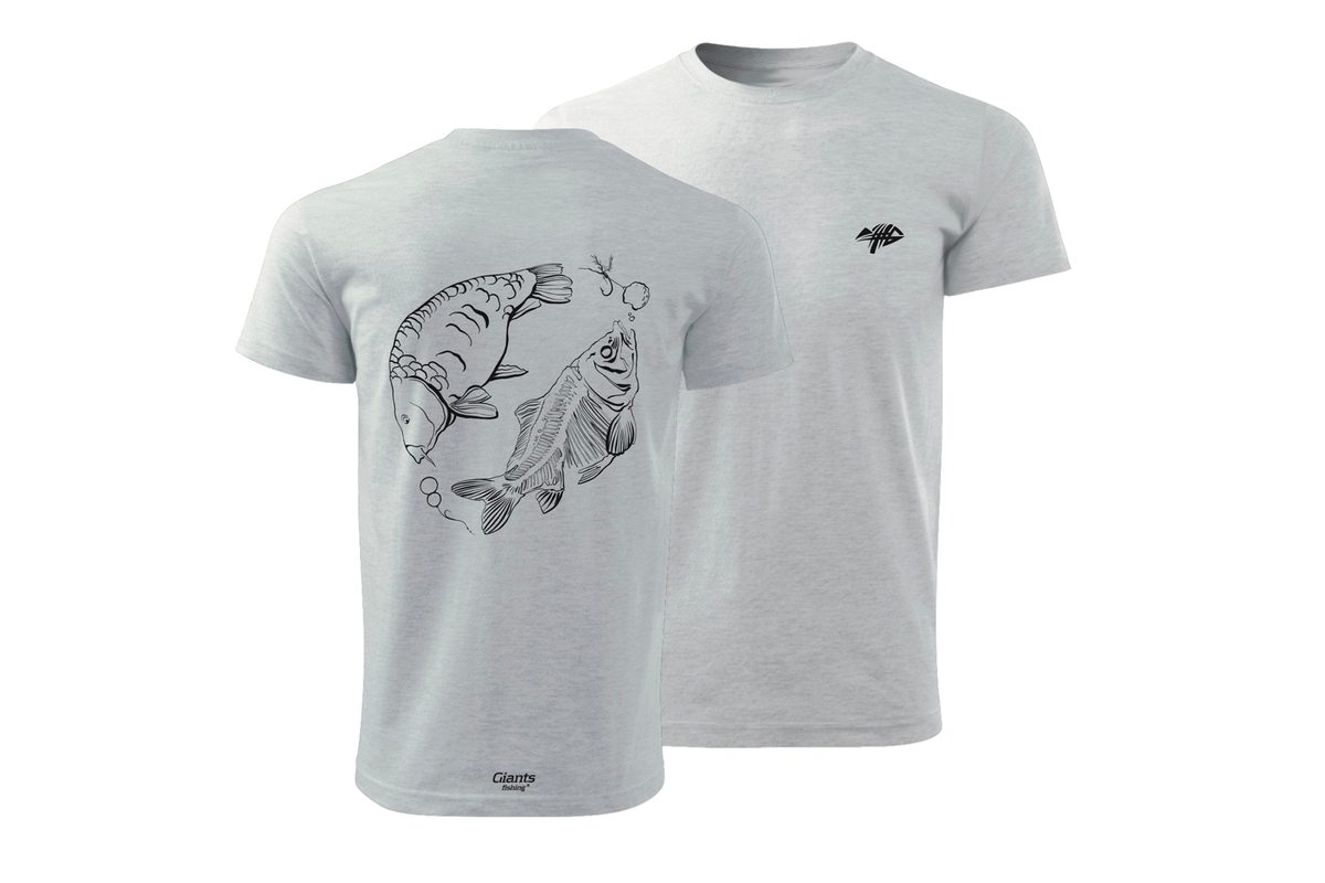 Giants fishing Tričko pánské šedé Kapr s kostrou