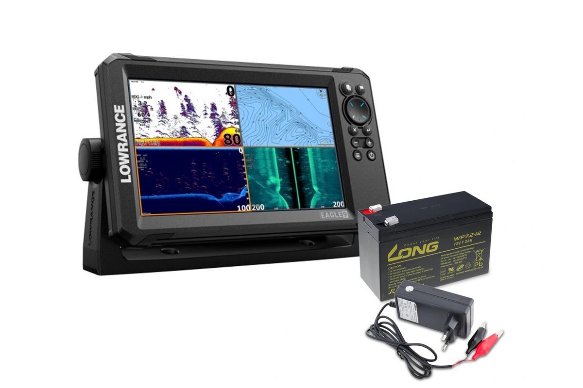 Lowrance Echolot Eagle 9 se sondou Tripleshot HD + baterie + nabíječka ZDARMA