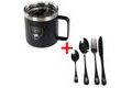 Giants fishing Akční set Nerezový thermo hrnek 400ml + Sada nerezových příborů