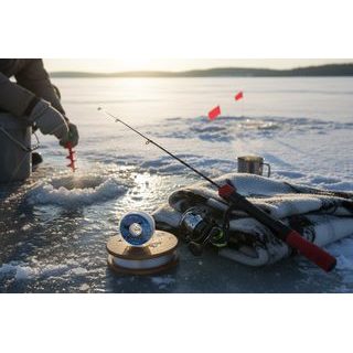 Jaxon Sestava na dírky Prut ICE 50 Medium + naviják + vlasec