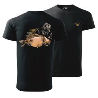 Giants fishing Tričko pánské černé Lysec s rybářem