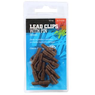 Giants Fishing Záves na bočné olovo Lead Clip with Pin Brown 10 ks