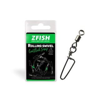 Zfish Obratlík s Karabínou Rolling Swivel & Coastlock Snap 10ks