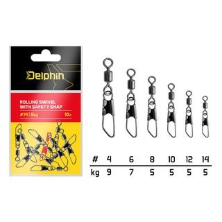 Delphin Karabinka s obratlíkem Rolling swivel with safety snap 10ks