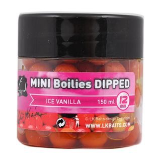 LK Baits MINI Boilies v dipe ICE VANILLA 12mm 150ml