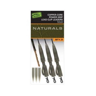 Fox Montáž Edges Naturals Copper-Core Power Grip Lead Clip Leaders 3ks