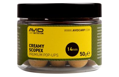 Avid Plávajúce boilies Premium Pop-Ups Creamy Scopex 14mm 50g