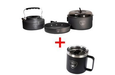 Giants fishing Akčná sada Súprava riadu s kanvičkou + Nerezový thermo hrnček 400ml