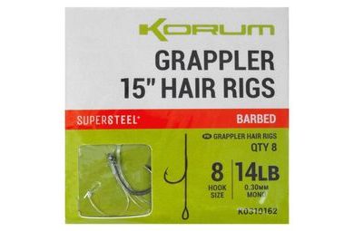 Korum Hotové návazce Grappler Hair Rigs 15" 8ks