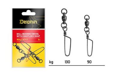 Delphin Karabínka s obratlíkom Ball bearing swivel s coastlock snap 3 ks