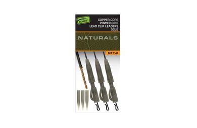 Fox Montáž Edges Naturals Copper-Core Power Grip Lead Clip Leaders 3ks